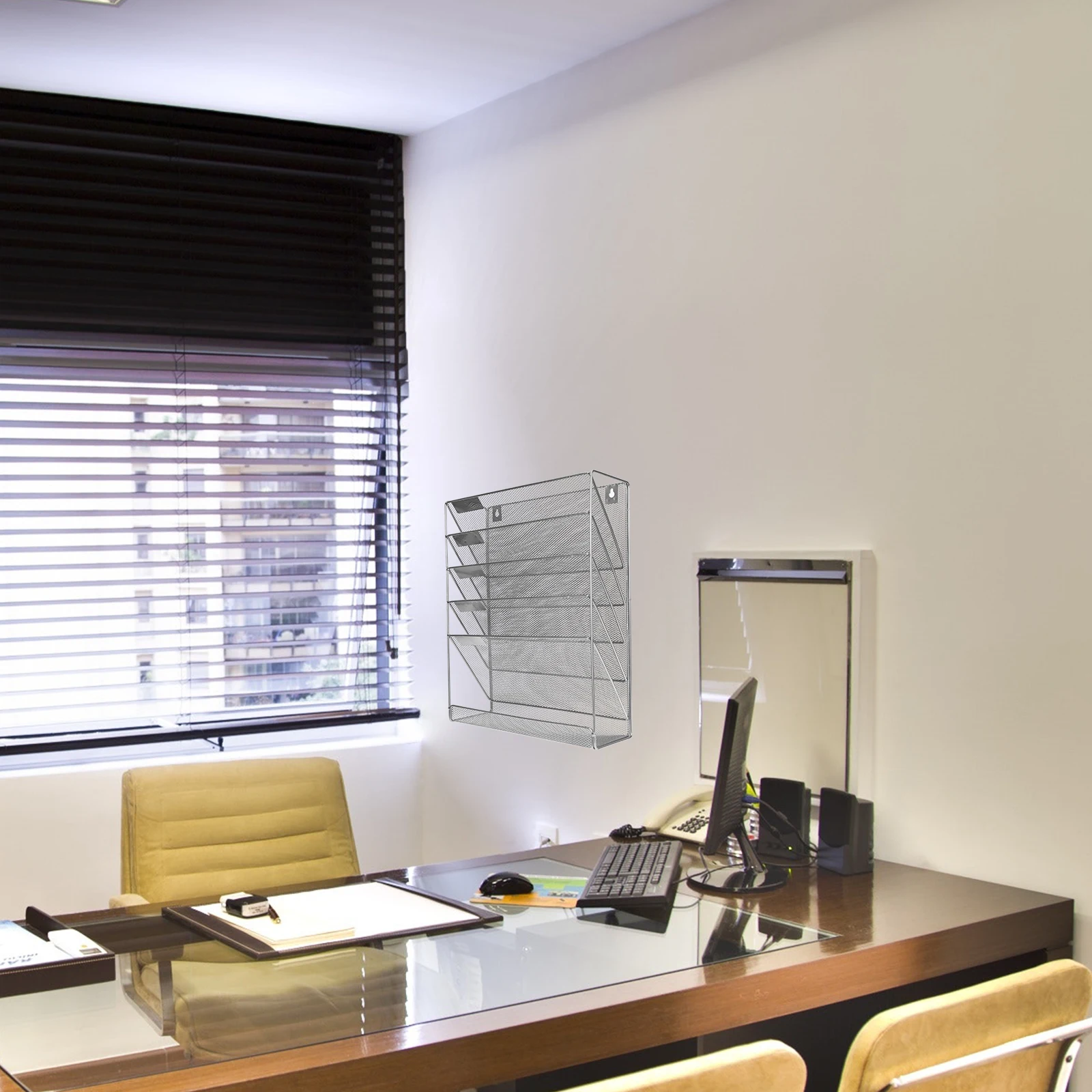 Multifunction Wall Mounted File Rack Office Metal Storage Magazine rack wall mounted