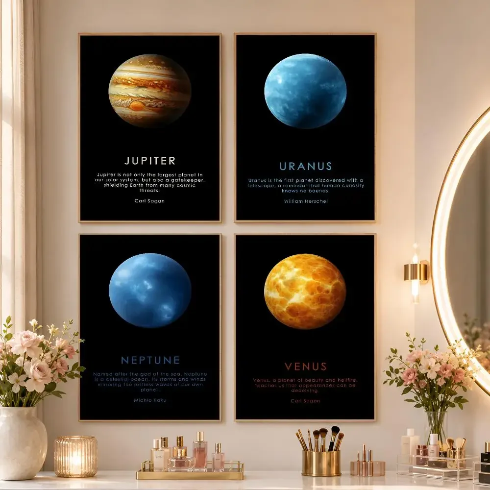Space System Earth Mars Neptune Saturn Sun Jupiter Uranus Venus Poster Matte Wall Art Living Room Bedroom Home Wall Decor