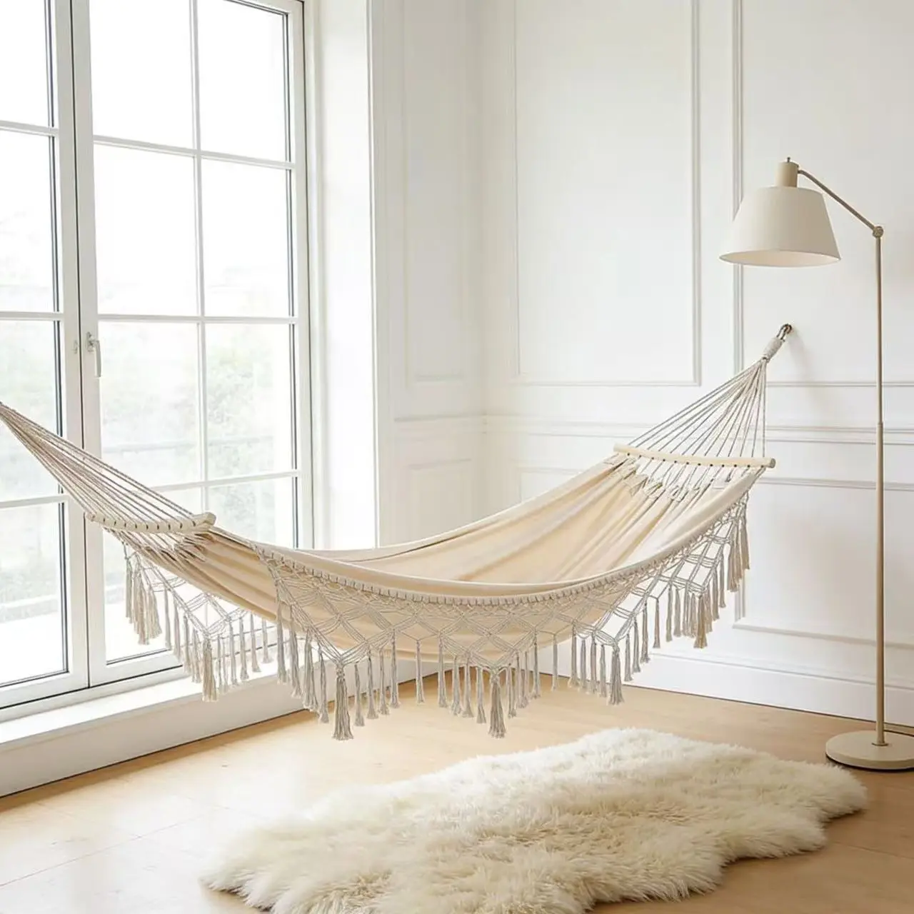 thickened-canvas-tassel-swing-bed-handmade-outdoor-camping-casual-leisure-furniture-anti-tilt-park-children's-camping-gear