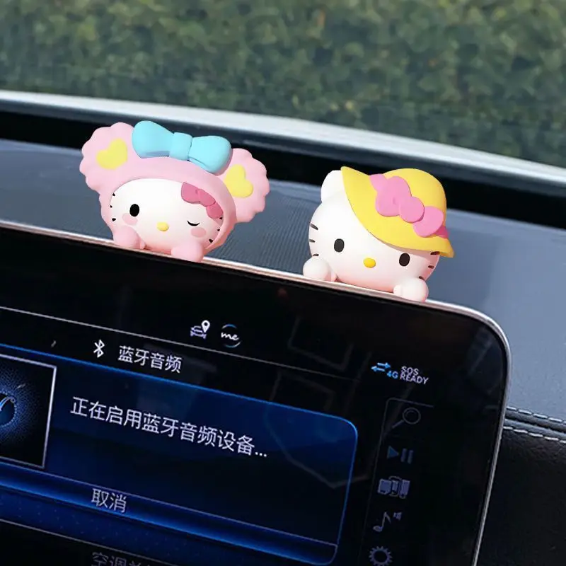 5pcs/set Hello Kitty Car Ornament Series Anime Doll Decoration Cartoon Cute Fun Car Interior Control Cartoon Decoration Toys view 2