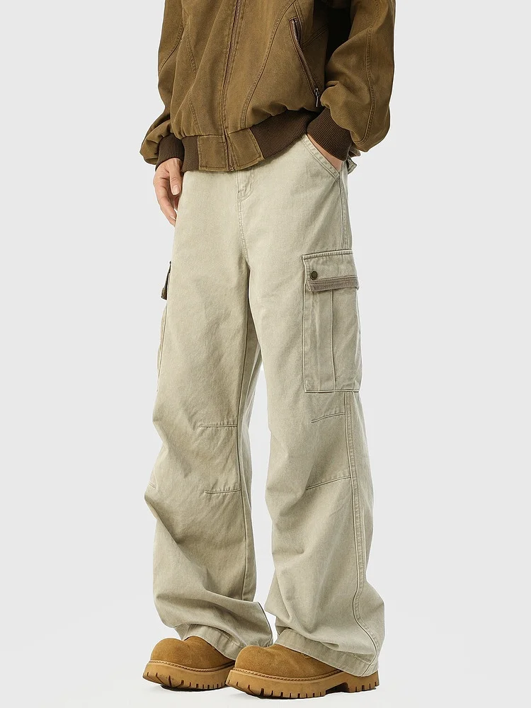 

Мужские рабочие брюки Cleanfit American Retro: свободные прямые повседневные брюки с множеством карманов, молодежные, на все сезоны