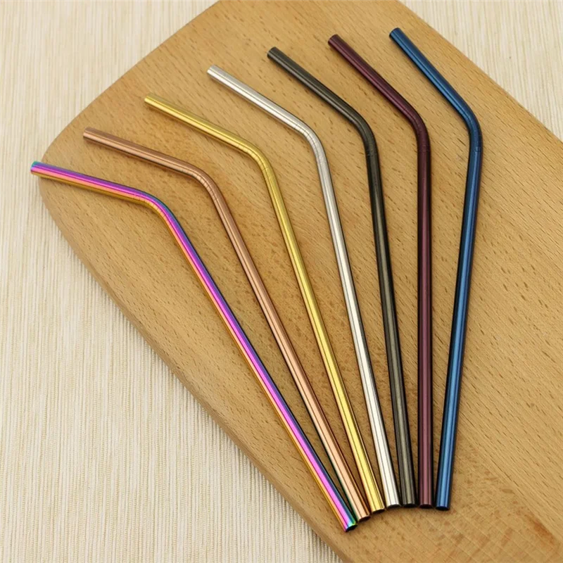 7Pcs 300mm Stainless Steel Straws Metal Colors, Fits 40 Oz Tumbler, Extra Long Reusable Ecofriendly Plus Cleaning Brush