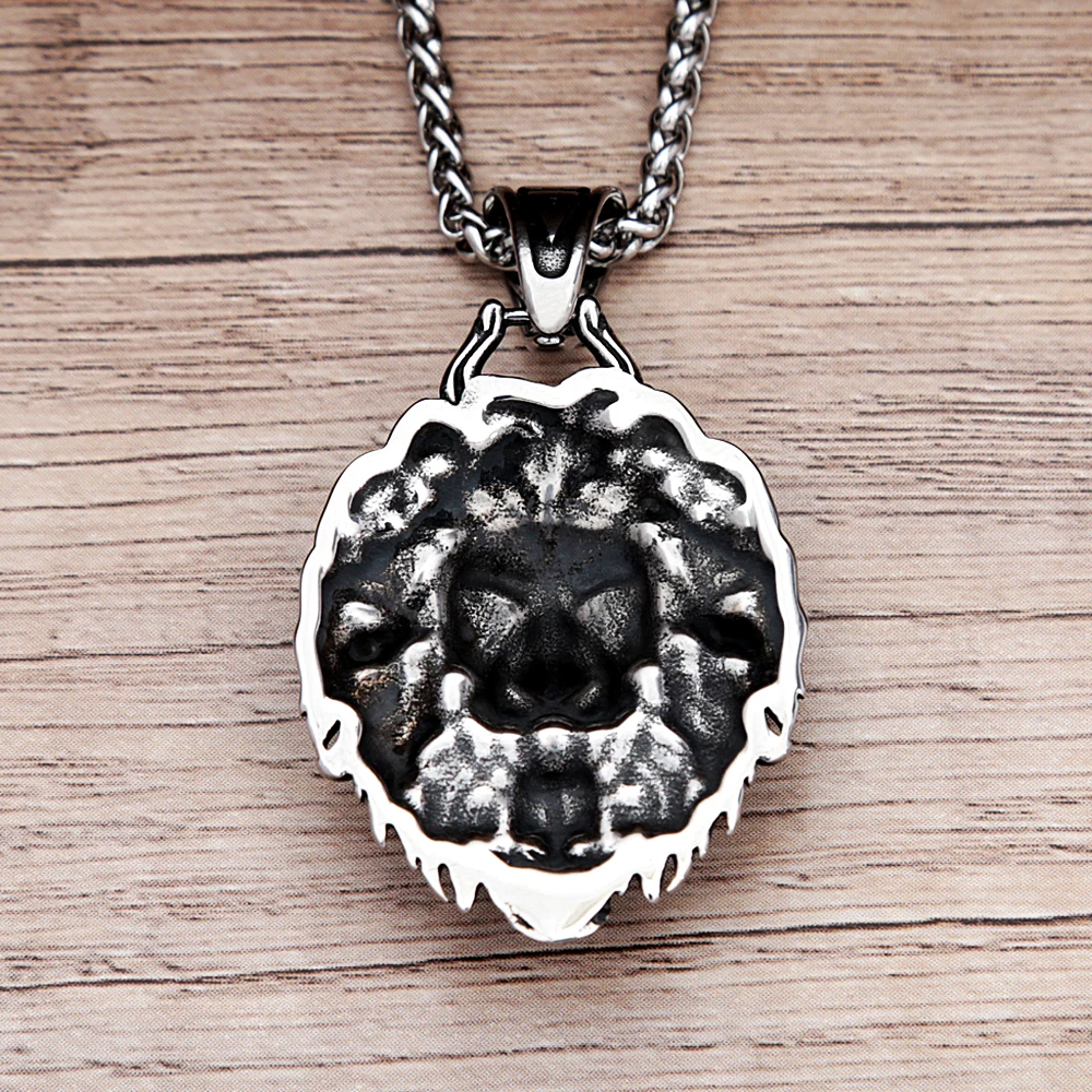 Vintage Unique Stainless Steel Lion Pendant For Men Punk Hip Hop Animal Biker Necklace Amulet Fashion Jewelry Gift Dropshipping