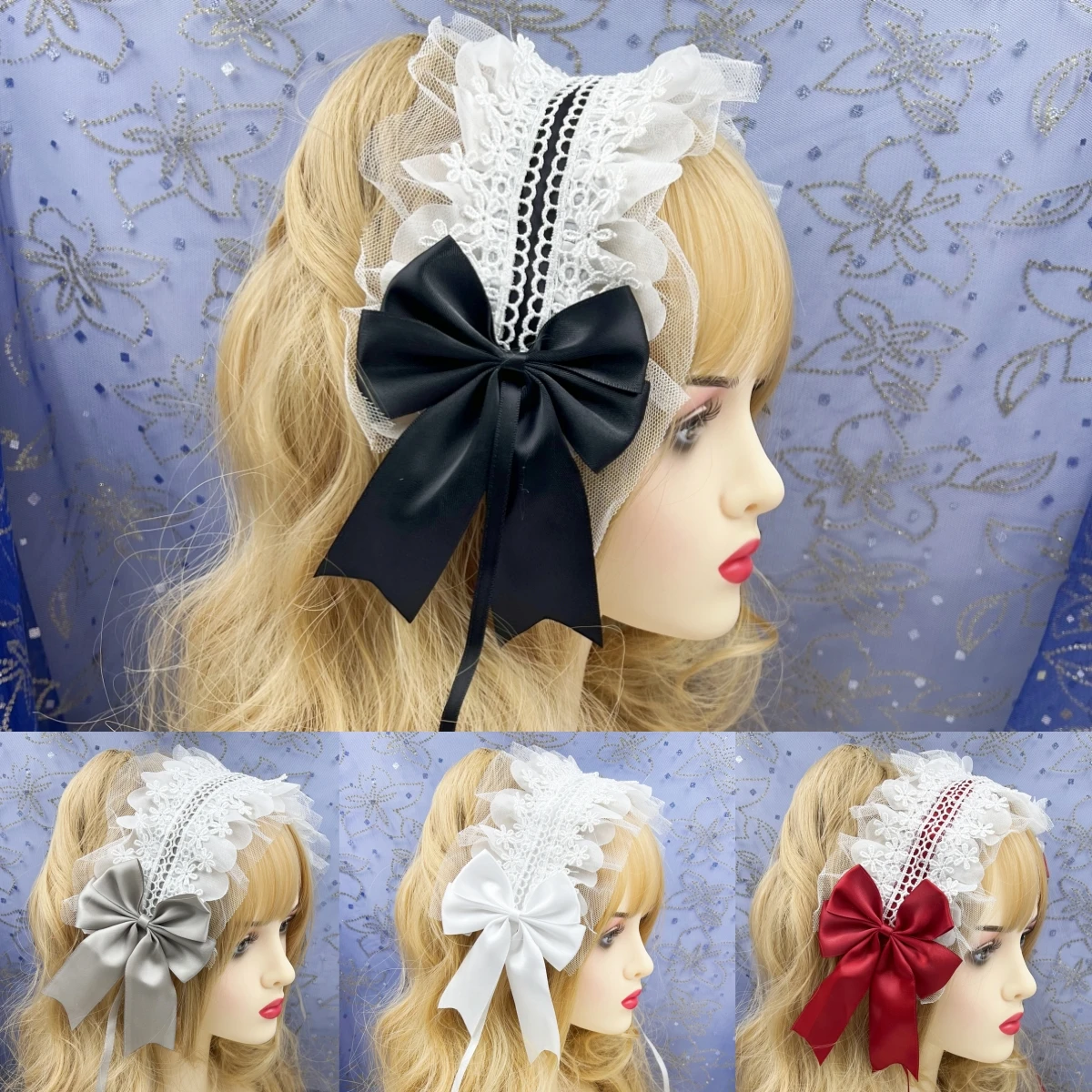 Lovely Lolita Lace Sweet Hair Hoop Anime Maid Cosplay Headband Headwear Hair Accessory Hand made For Girls Gift 2021