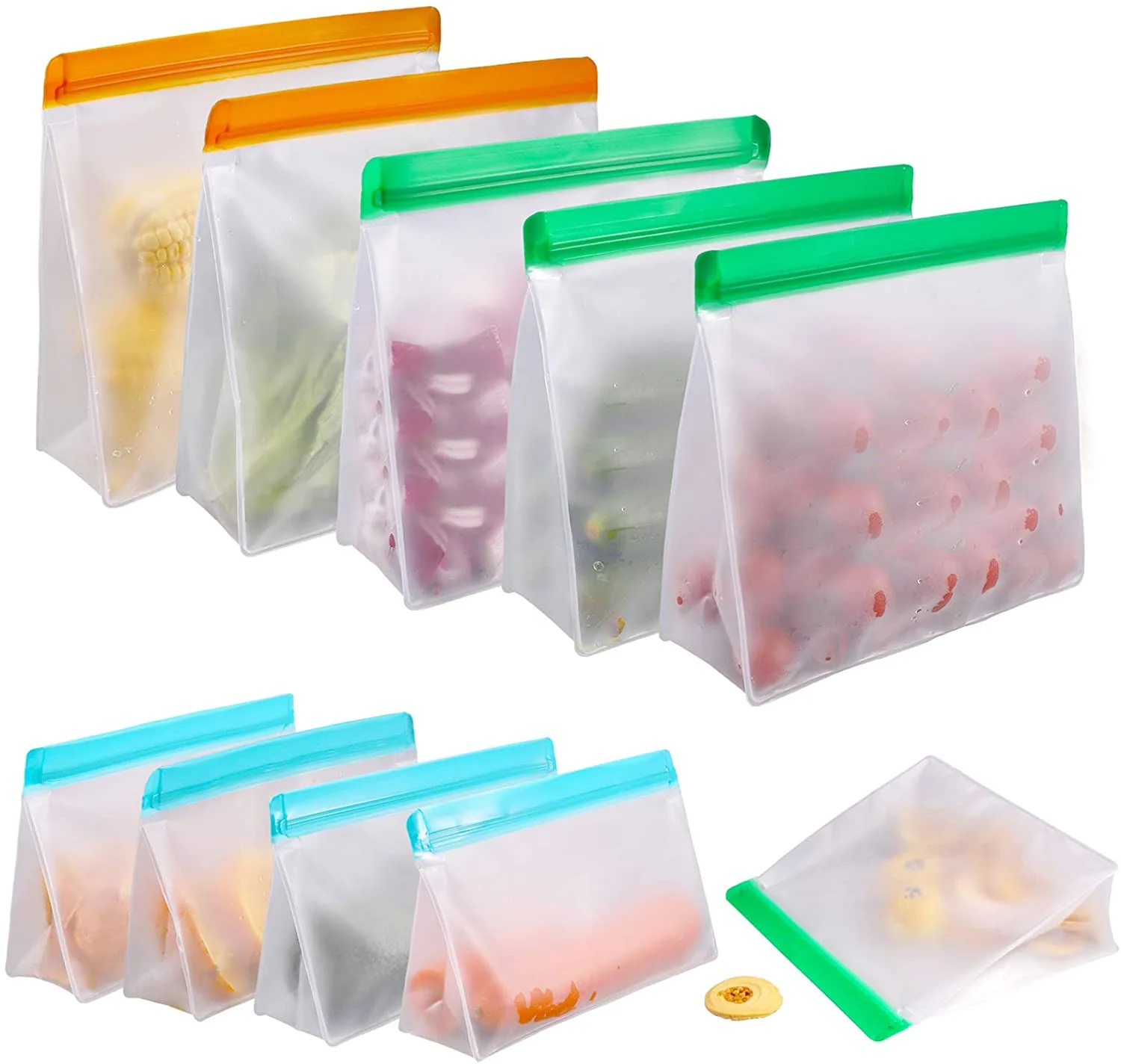 

Silicone Food Storage Bag Reusable Fresh-keeping Bag Fruit And Vegetable Sealed Bag Leak-proof Food Freezer Ziplock Organizer