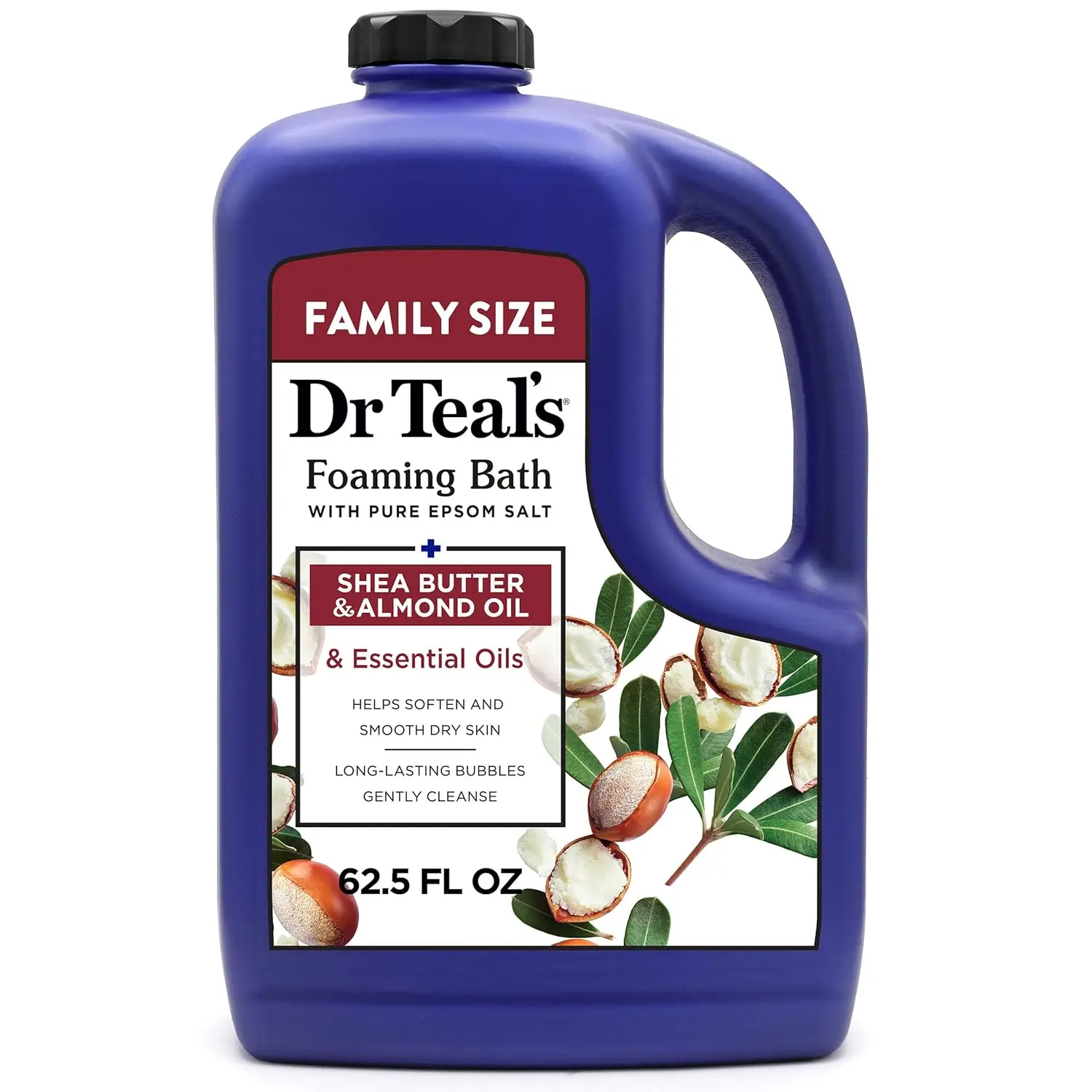 Bañera de espuma con sal de Epsom pura, manteca de karité y aceite de almendras, 62.5 fl oz - Baño de burbujas relajante para aliviar el estrés