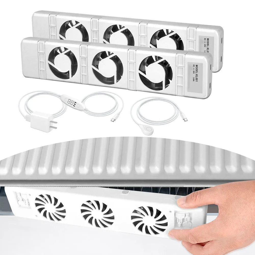 

3.0 Radiator Fan 100-240V 50/60Hz Booster Extension Set Ventilator Fan Promote Hot Air Circulation 30x7x3cm