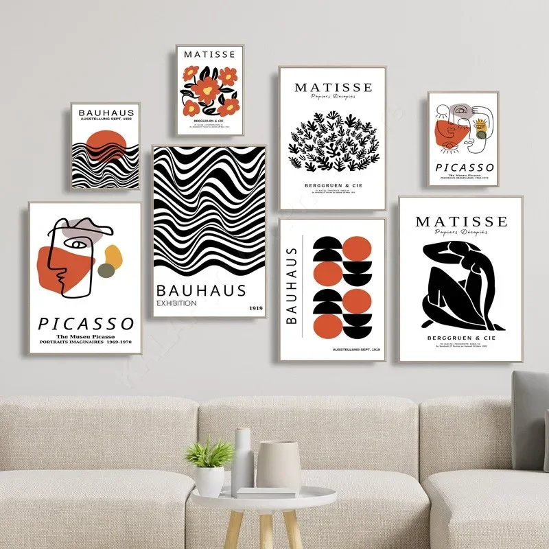 

Abstract Artist Face Wall Art Canvas Painting - Picasso Henri Matisse Bauhaus Inspired Posters And Prints for Living Room Decor