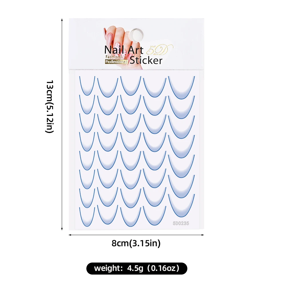 14 Blatt French Gradient Line Nail Art Aufkleber Neon Stripe Lines Bend Selbstklebende Nagelaufkleber Gradient Lines Nageldekoration – Detail 11