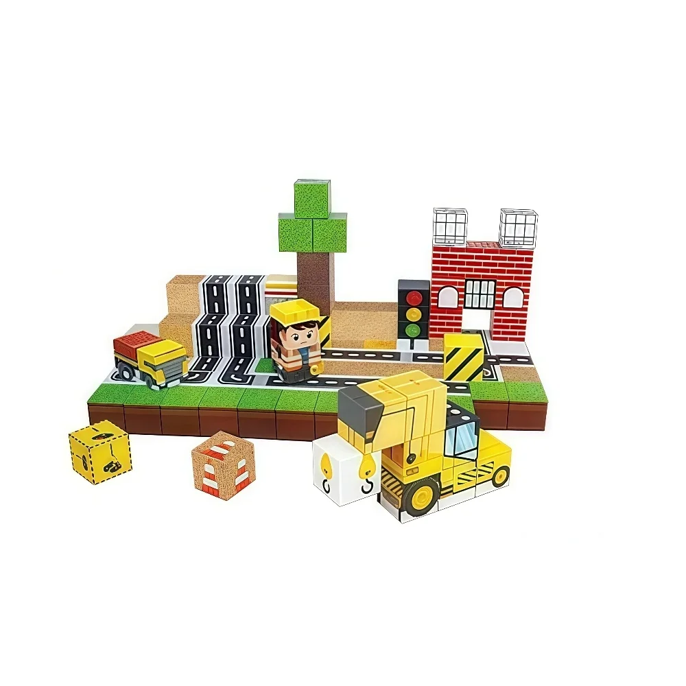 Creatieve magnetische bouwstenen STEM Montessori peuter zintuiglijk speelgoed, bouw stedelijke techniek werelset, verjaardagscadeaus speelgoed