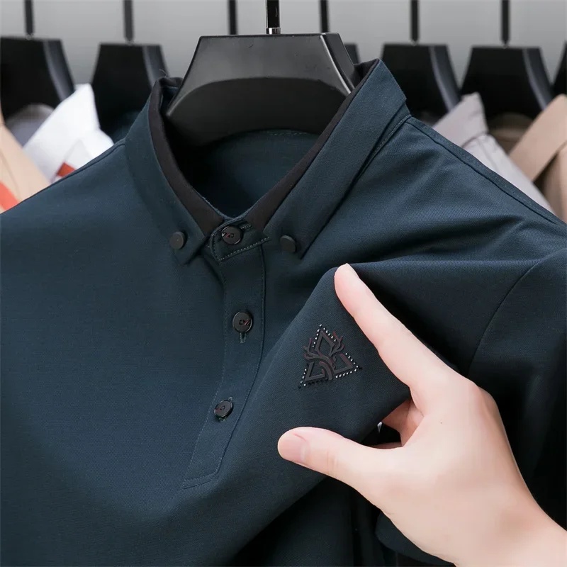 New High End Brand Men's Cotton Short Sleeved Designer T-Shirt  Comfortable Trend Summer Hot Diamond Printed Men's Polo Shirt