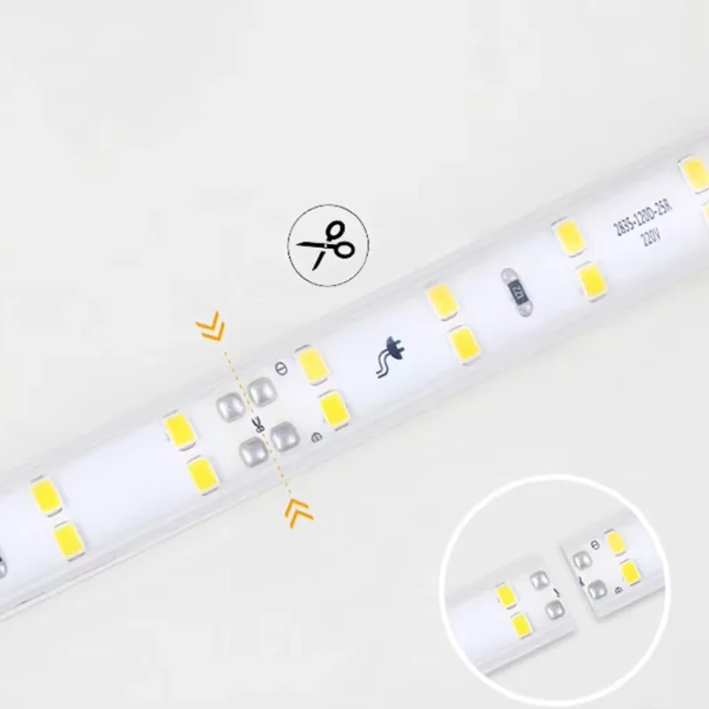 220V LED Strip 1-30 M พร้อม EU Plug 2835 ริบบิ้นยืดหยุ่นกันน้ํา LED เทปสําหรับห้องครัวหน้าแรกตกแต่งสวนกลางแจ้งแสง