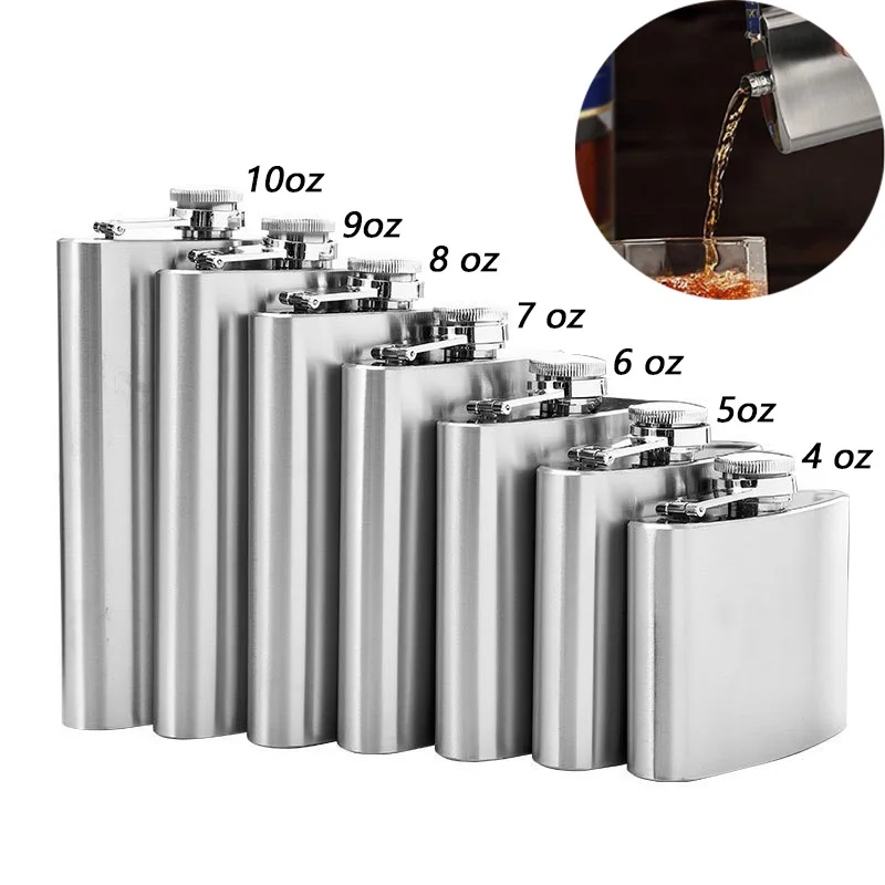 1-10 oz Hip Flask High Quality Wine Whisky Pot Bottle Hip Flasks Drinker Alcohol Bottle Portable Drinkware Stainless Steel