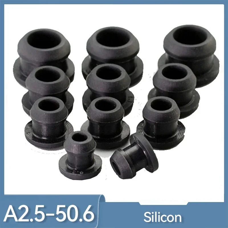 1-10Pcs 2.5-50.6mm Black Conical Snap-on Silicone Rubber T Type Plug Blanking End Caps Tube Inserts Bung Proof High Temperature