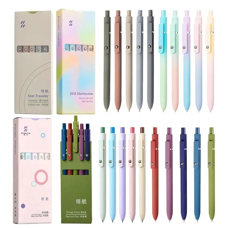 5PCS/Pack 0.5MM Morandi Gel Pen Sets Black Refill Writing Gel Ink Pen For Student Kawaii Soft Touch Stationery Pen School Supply