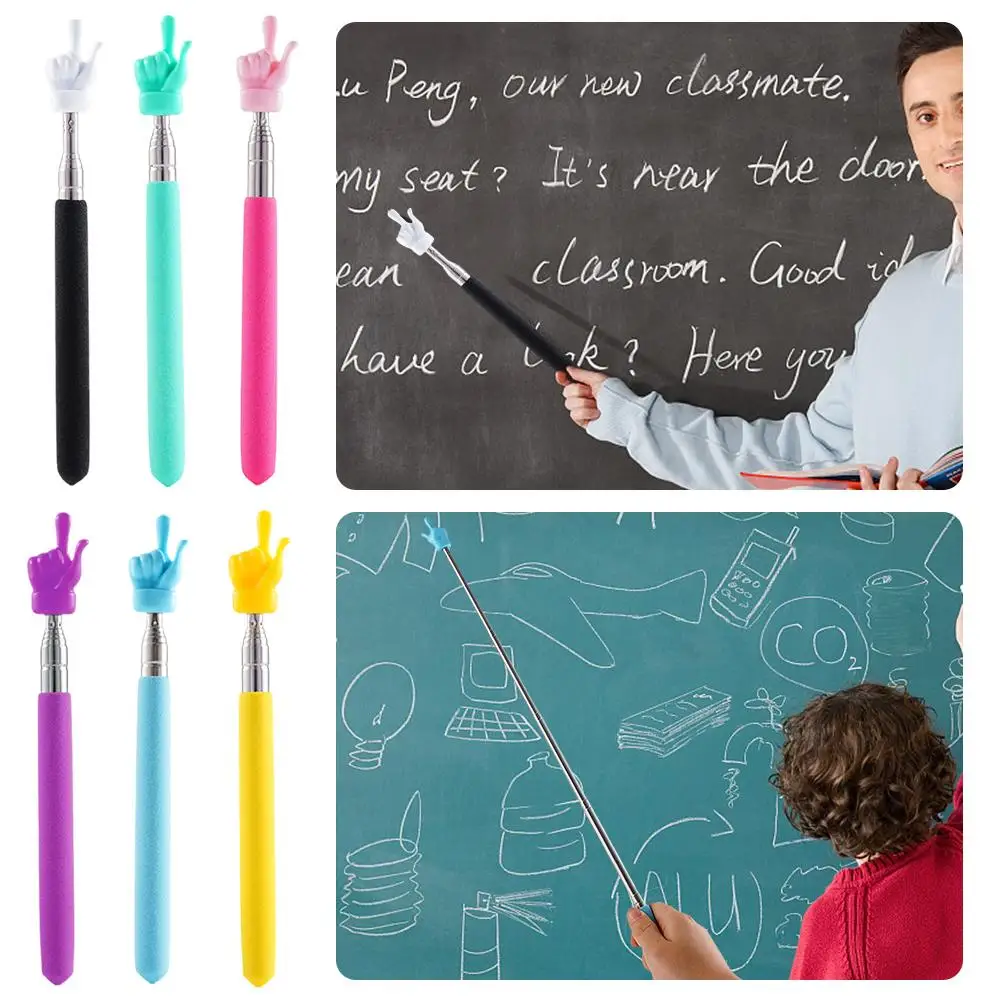 Puntero Retráctil para Profesor, Diseño de Dedo, Acero Inoxidable, Telescópico, para Enseñanza Escolar, Suministros para Profesores, para el Aula