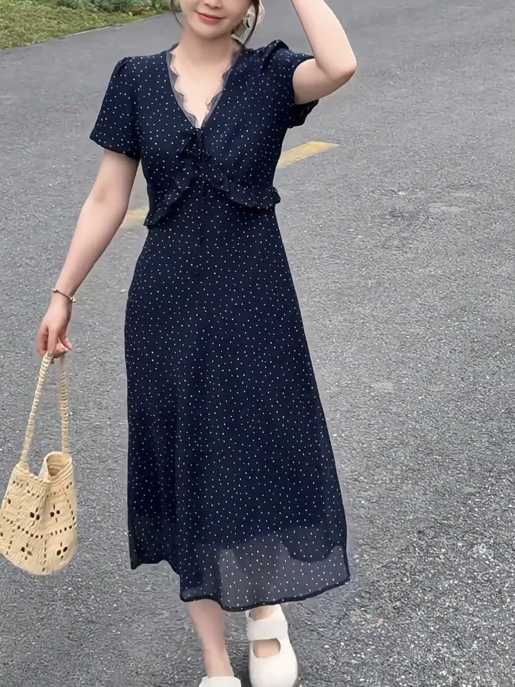 

Летнее платье больших размеров в стиле Хепберн, скрывающее недостатки фигуры, с эффектом стройности, с накидкой, длинное, повседневное, с завышенной талией, V-образным вырезом, коротким рукавом