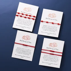 Handmade Vintage Seven Knots Red Braided Rope Bracelet For Women Men Lucky Amulet Success and Prosperity Card Gift Jewelry