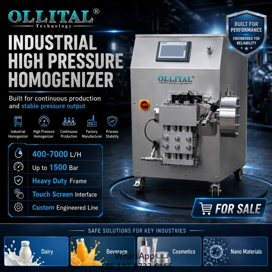 Ollital Industrial High Pressure Homogenizer Manufacturer For Continuous Production And Factory Project Sourcing
