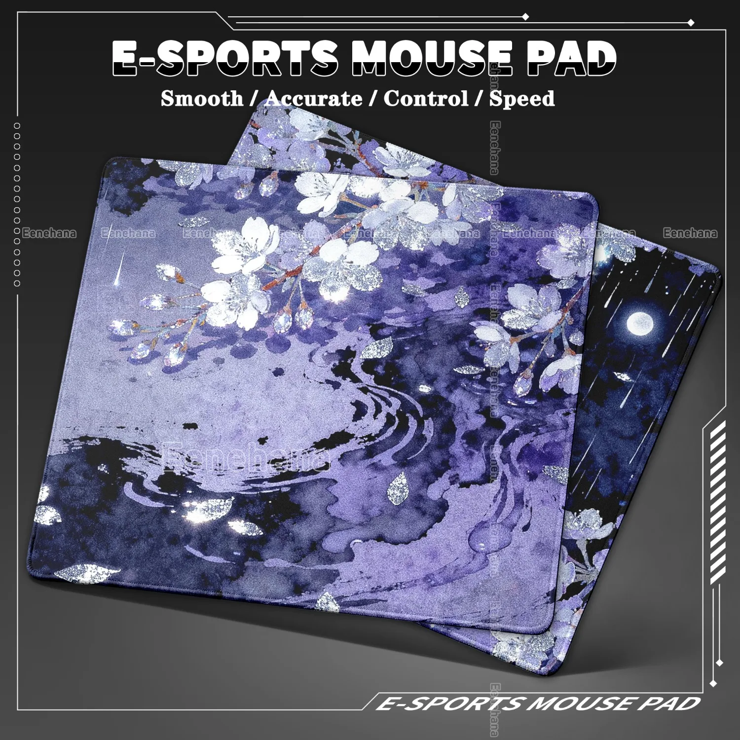 Cherry Blossom 40x45cm Control Non-slip Waterproof Mouse Pad PC Gaming Esport Purple Black Desk Accessories Sakura Laptop Set Up