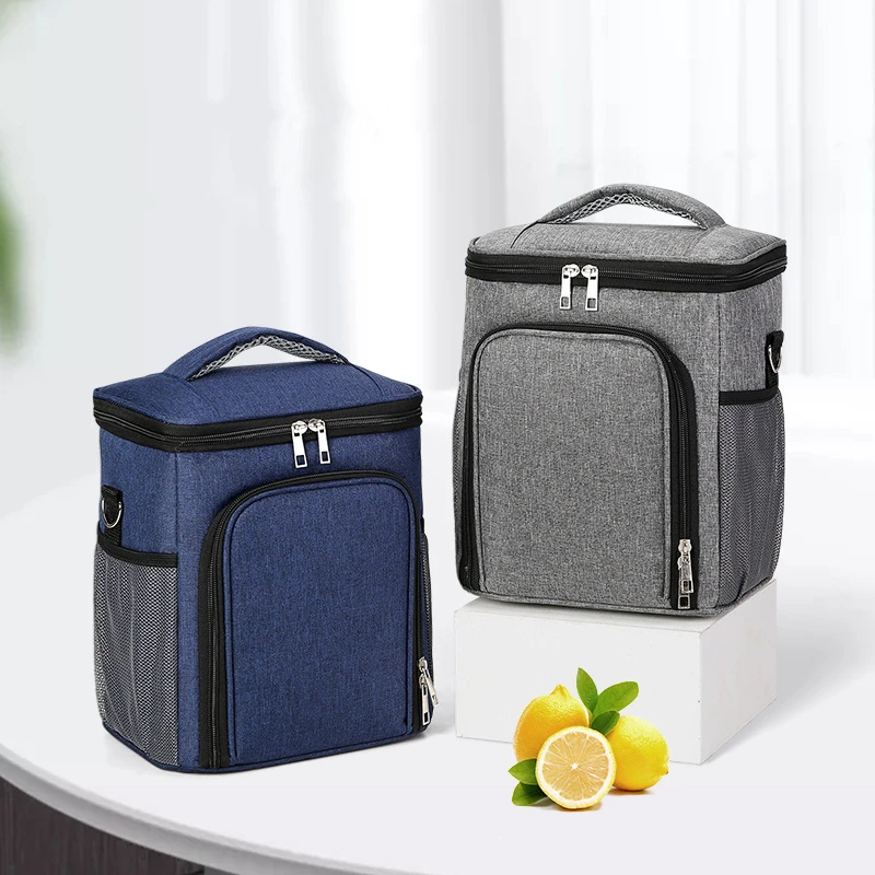 Large Capacity Double Layer Thermal Lunch Bag Picnic Food Insulated Storage Container Bento Milk Preservation Cooler Tote Bag