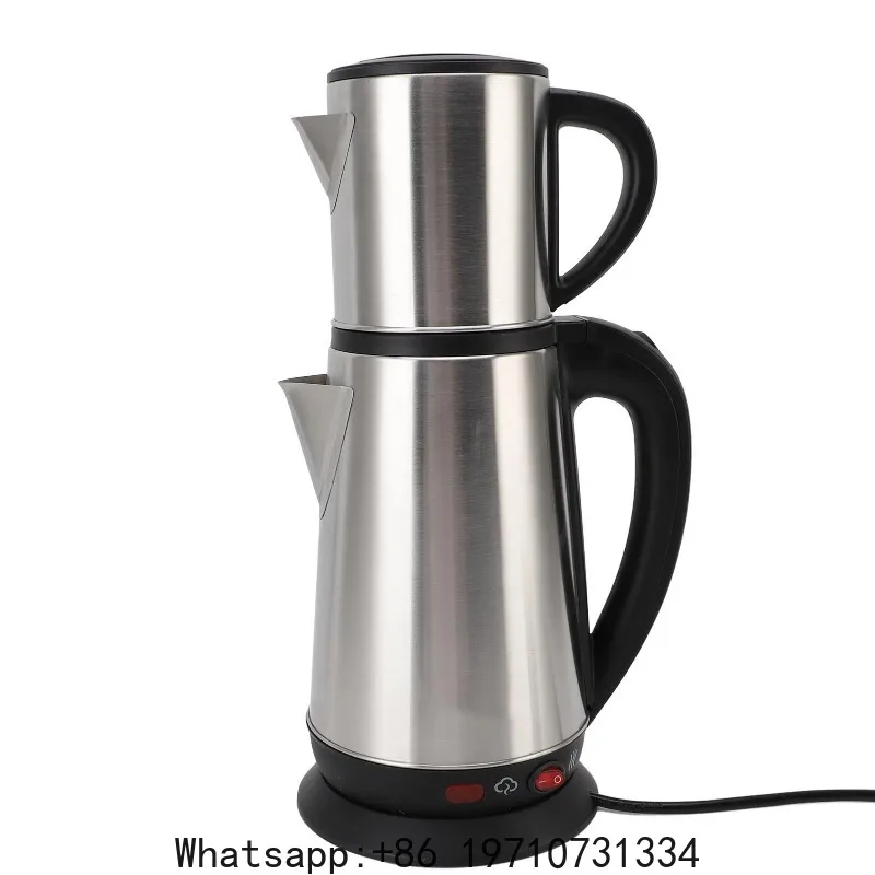 

Electric Turkish Kettle Stainless Steel 1L and 2L Turkish Teapot Set Detachable Infuser 1800W Easy Cleaning for Black Teas