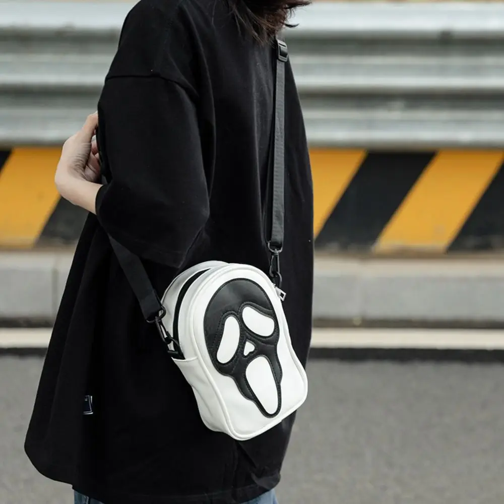 Solid Color Devil Ghost Shoulder Bag Creative Zip Small Bag Skull Crossbody Bag Korean Style PU Travel