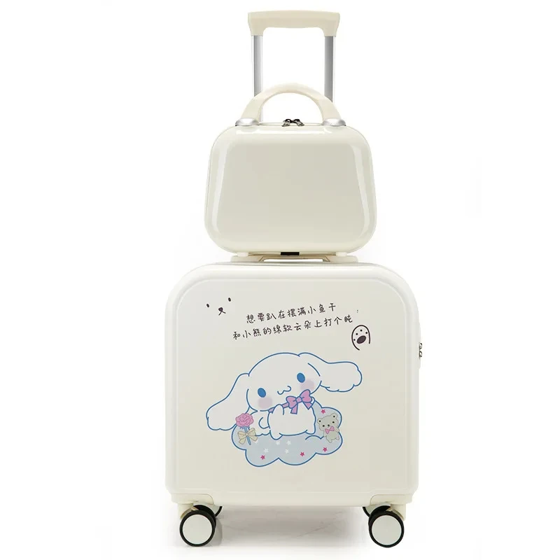 18Inch Cinnamoroll Suitcase Kawaii Sanrioed Universal Wheel Password Lock Luggage Case Travel Trolley Case Boarding Luggage Case