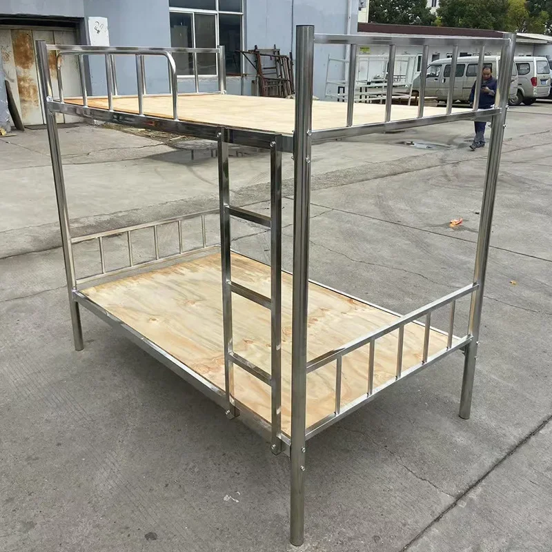 Upper and lower bunk iron frame bed Bunk bed Double Student staff dormitory Iron bed Upper and lower Iron