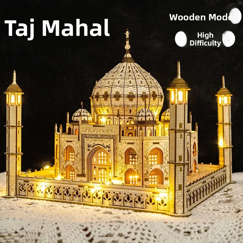 

Taj Mahal 3D Wooden Puzzle Model Hard Handmade Toy Adult Gift Assembled Building Static Model Craft DIY Kit for Ages 14+