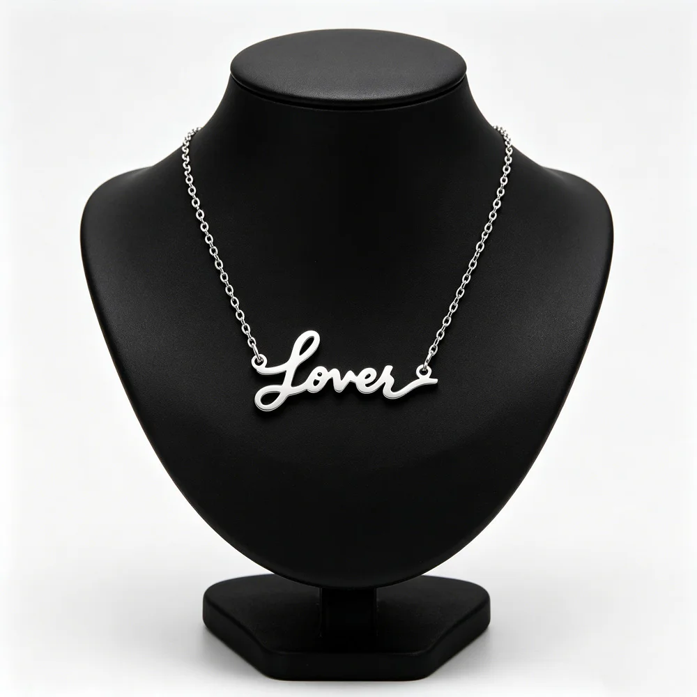 Love Pendant Necklace, Stainless Steel Letter 