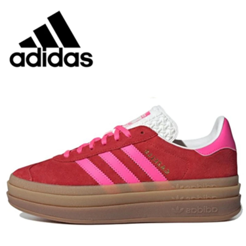 adidas originals Gazelle Bold woman thick soled skateboard shoes pink red outdoor non-slip comfortable women causal sneakers