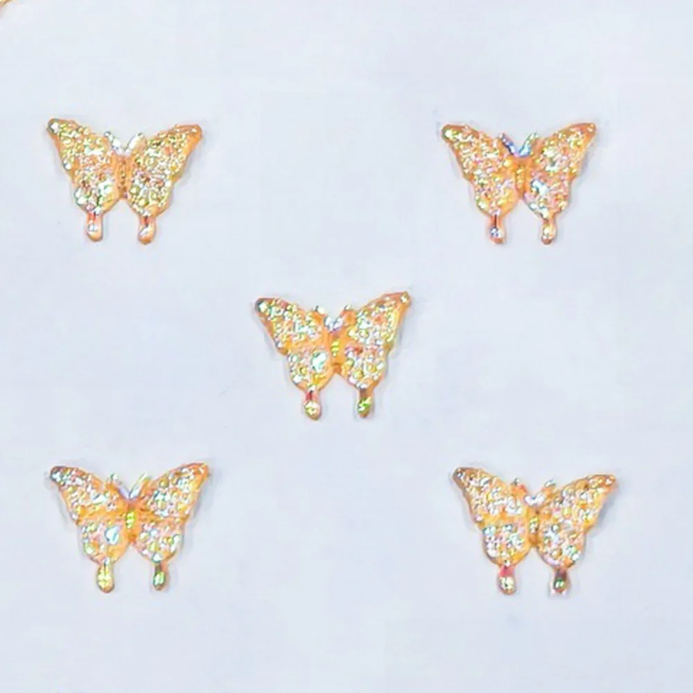 50Pcs Lightweight Resin Butterfly Figurine Crafts Shiny Flatback Butterfly DIY Ornament Mini Embellishments Hair Clips