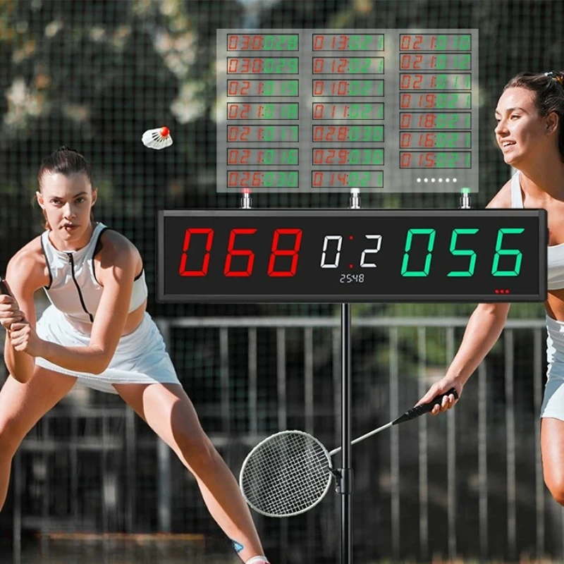 Multifunctional LED Electronic Scoreboard Wireless Control Electronic Scorer Voice Broadcast Scoreboards Portable Sports Parts