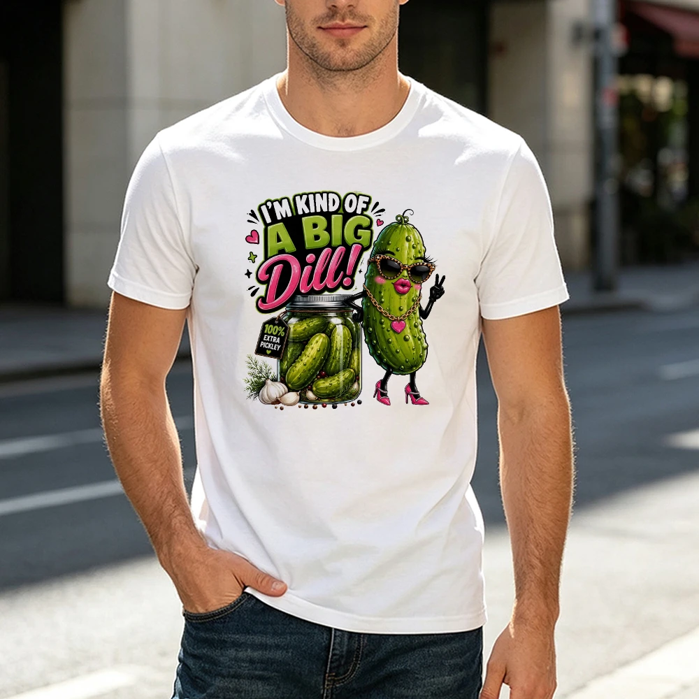 I'm Kind Of A Big Dill Men T Shirt Cool Pickle Mascot Graphic Tee Streetwear Funny Food Pun Gift For Vegetable Lovers