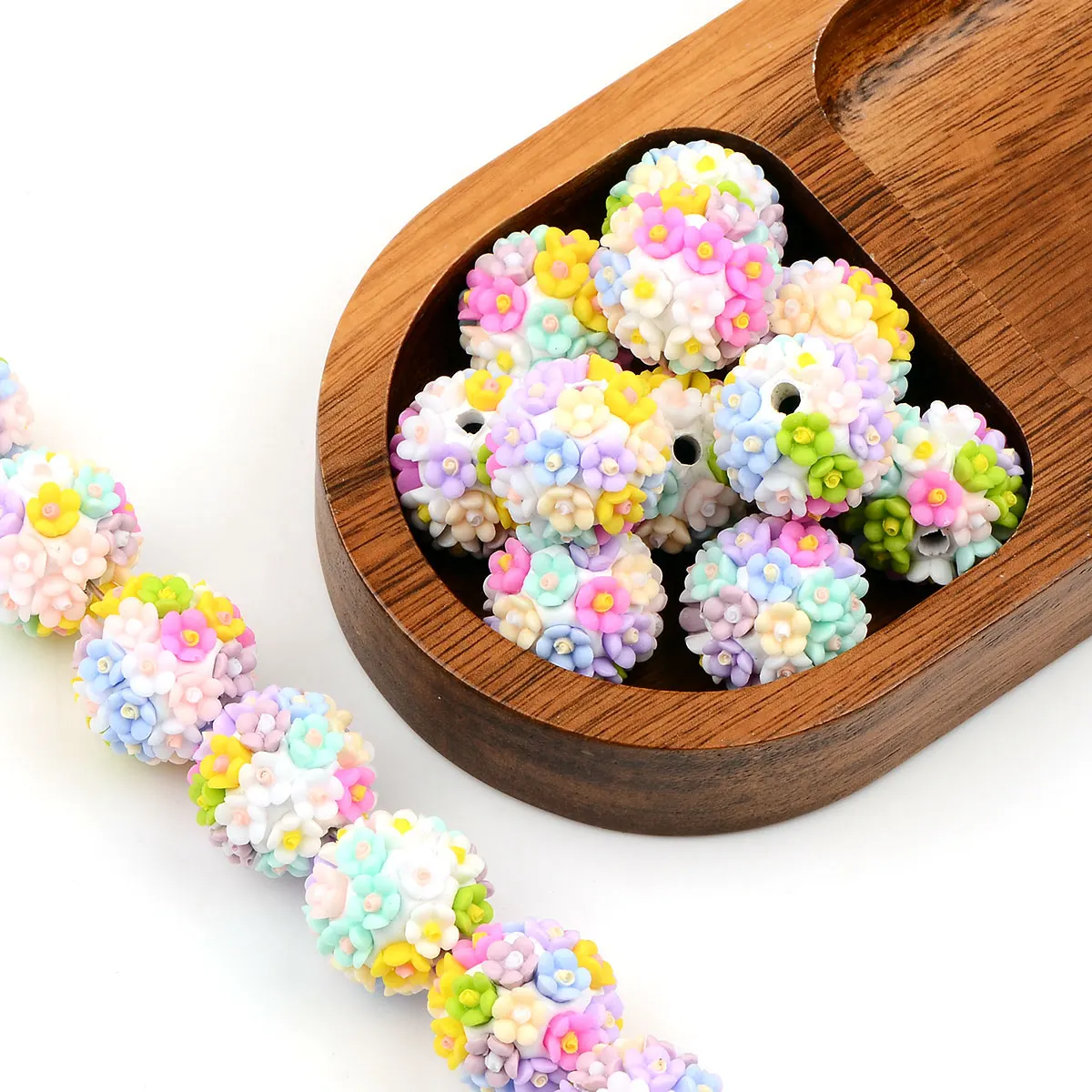 4pcs 2cm Round Flower Ball Shape Acrylic Beads DIY Handmade Keychain Necklace And Bracelet DIY Accessories