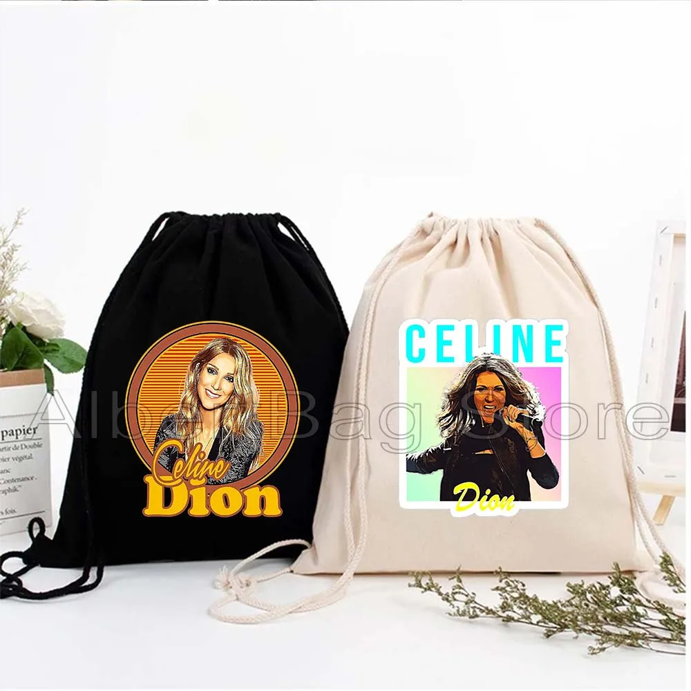

Celine Dion Music Singer Poster PORTRAIT Fan Cute Gift Drawstring Bags Soccer Backpack Gym Sackpack Gifts String Bag for Sports