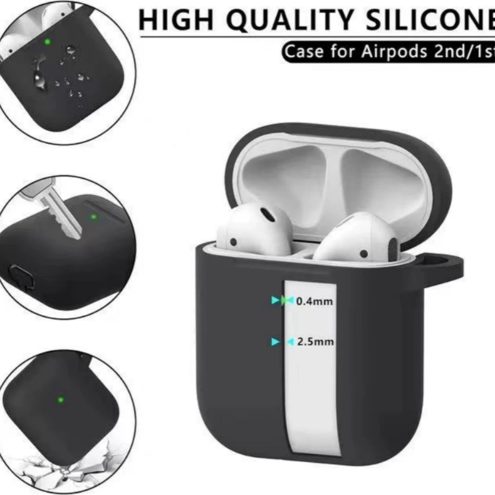 Airpods Case Cover 2&1 with Cleaner Kit,Soft Silicone Protective Case for Apple AirPods 2nd/1st Generation Charging Case with Ke image 5