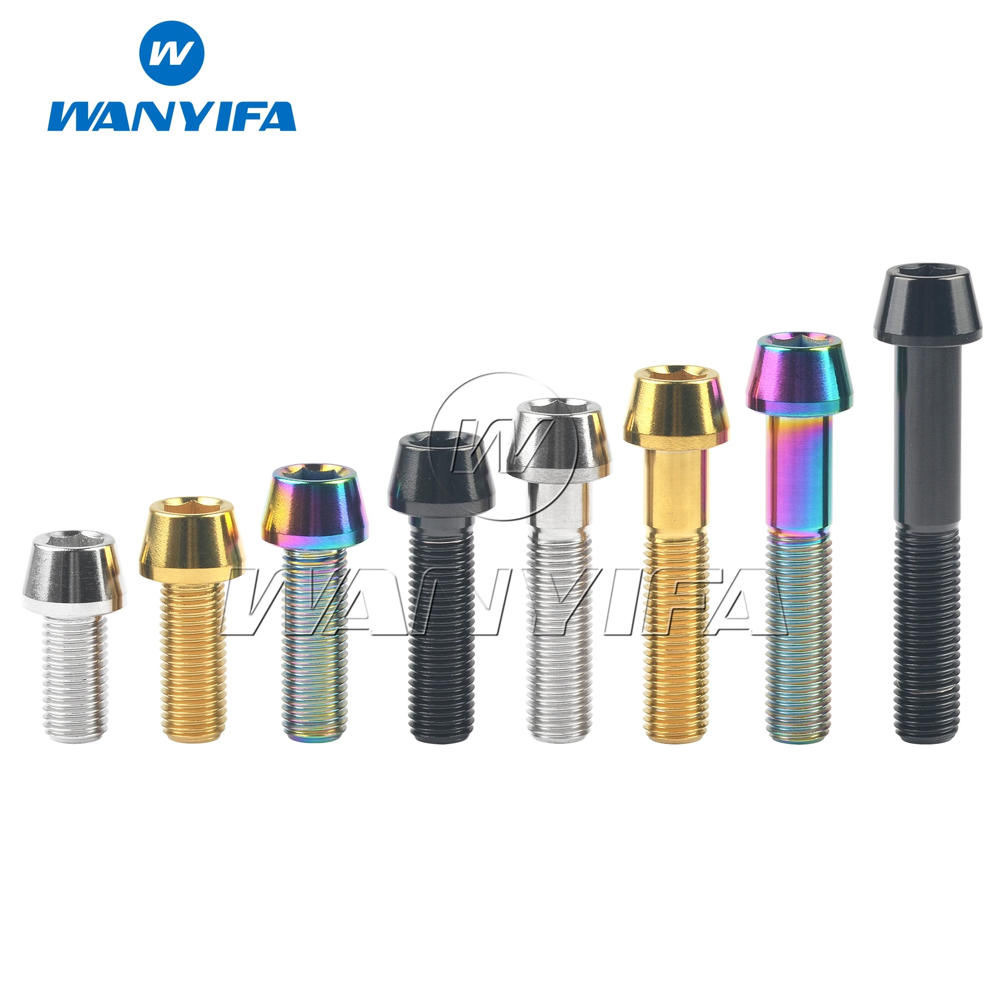Wanyifa Titanium Bolt M10x20 25 30 35 40 45 50mm 1.25 Pitch Allen Key Taper Head Screw for Motorcycle Modification