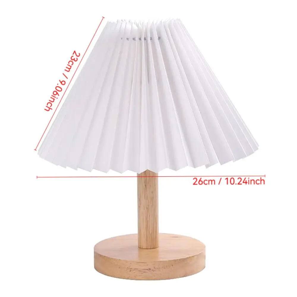Retro Dimmable Led Lamp Pleated Three-color Table Lamp Creative Solid Wood Bedside Lamp for Bedside Desk