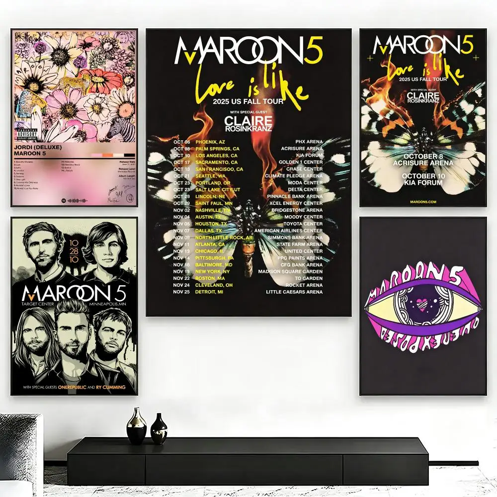 band Maroon 5 Poster Poster Nordic HD Self-Adhesive Wall Sticker Home Café Bedroom Living Room Art Decor Gift