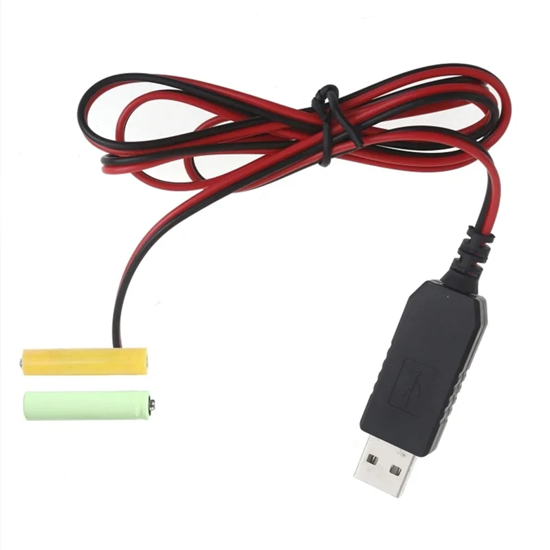 【Hot-Selling!】4X USB 5V To 3V LR03 AAA Dummy Battery Eliminators Cable For Remote Control Radio LED Light 1M