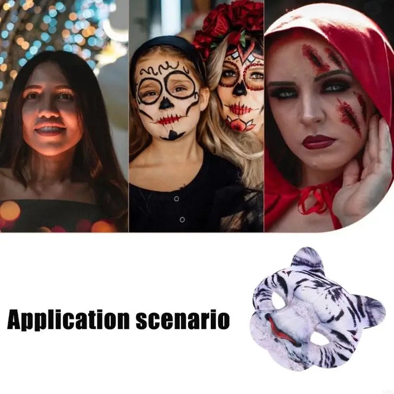 N58F Realistische Tiermaske, halbe Gesichtsmaske Tigre Maske Halloween Cosplay -Kostüme Requisiten