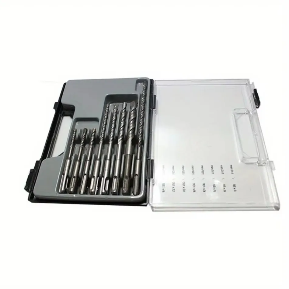 8 Pcs Set of Stone Drill Bits Impact Drill Bit Combination Two Pits and Two Grooves Alloy Concrete Drilling Woodworking Tools
