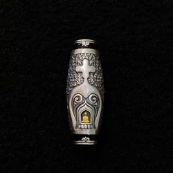 S925 Silver material  Enamel Non phase Buddha Treasure vase Tianzhu Pendant Beads Collection 11*30mm