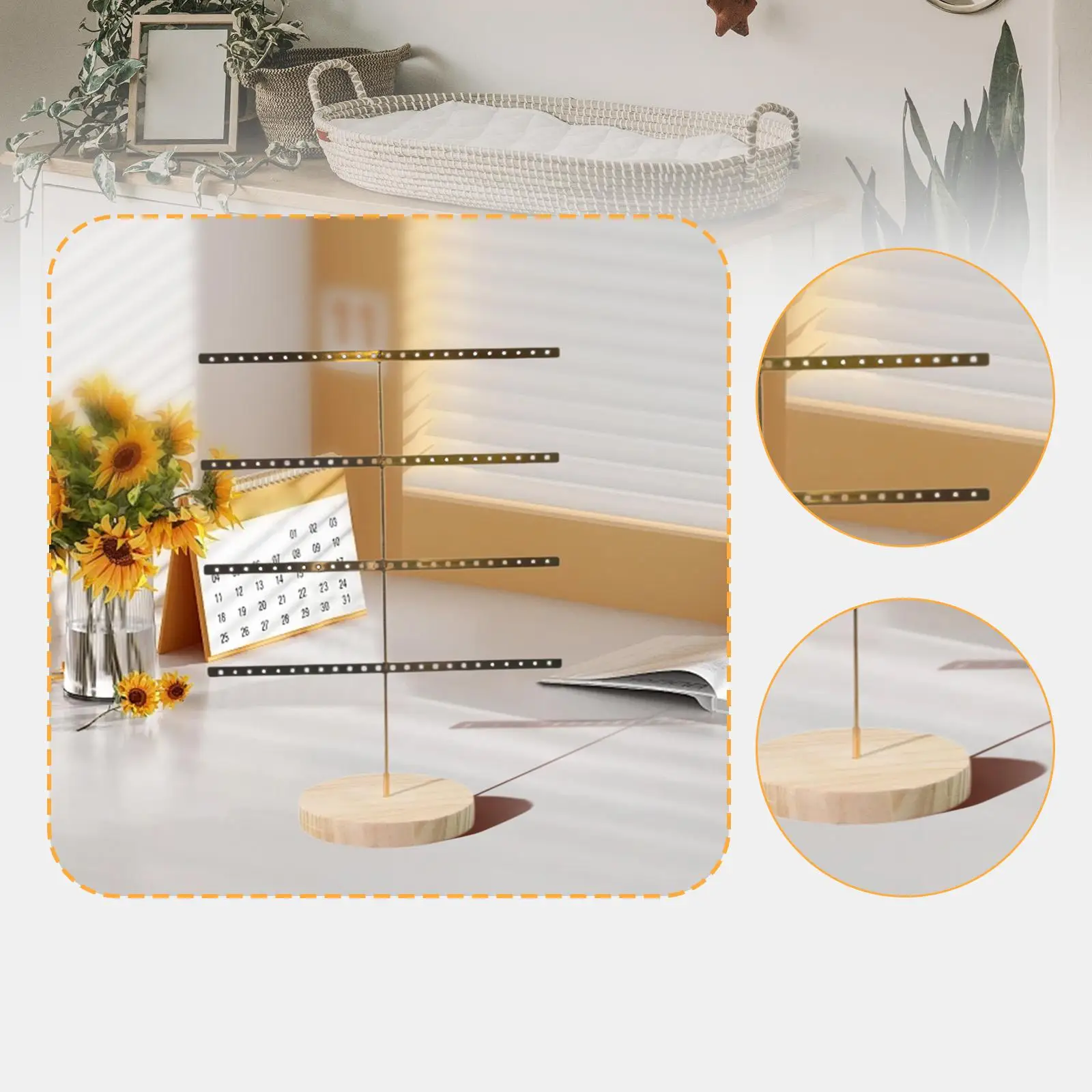 

Earrings Organizer Stand Storage Rack 4 Tiered Decorative Modern Display Rack for Dresser Jewellery Store Dorm Showcase