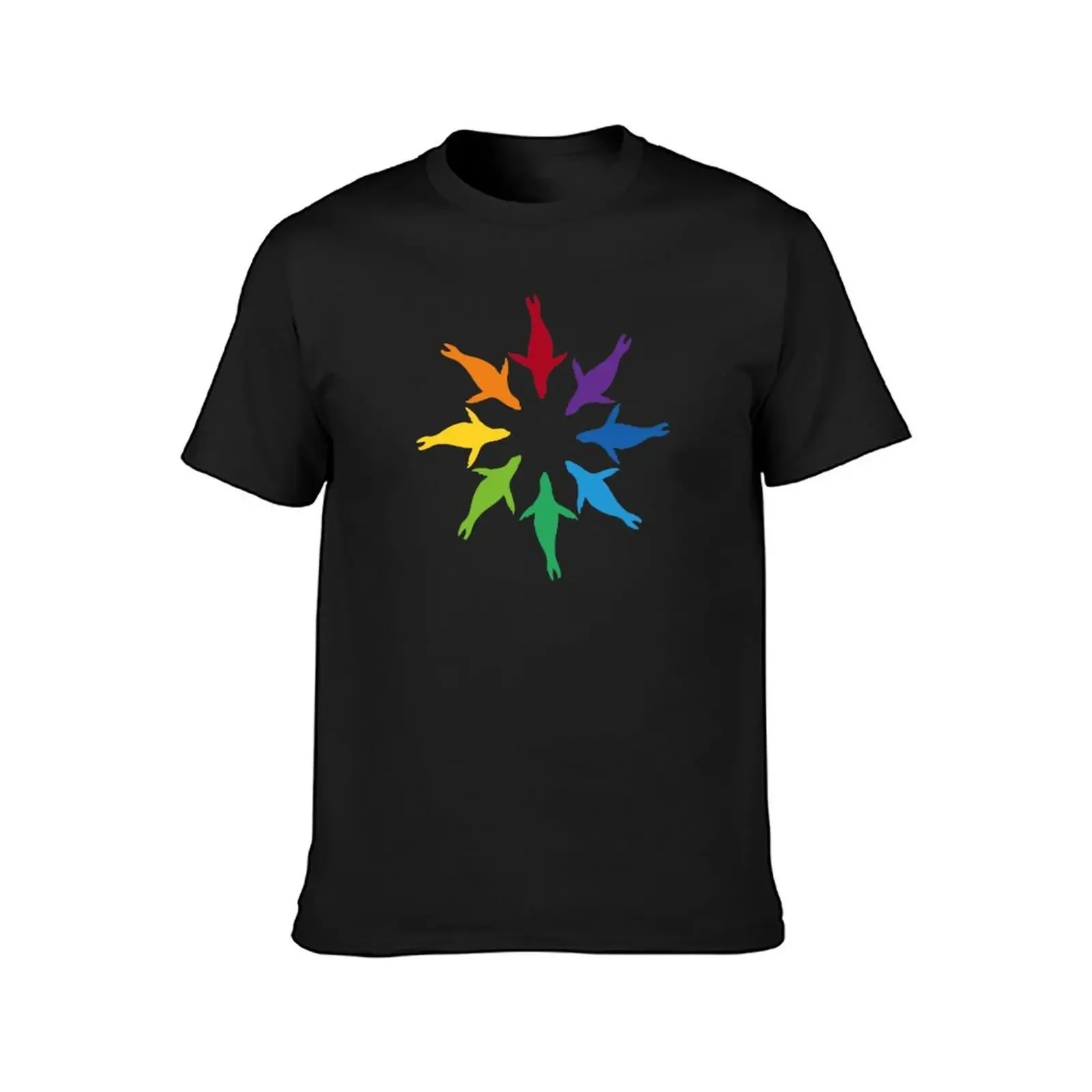 Color: Sea Lion Rainbow Pinwheel T-Shirt cute clothes oversized graphic tee mens graphic t-shirts pack