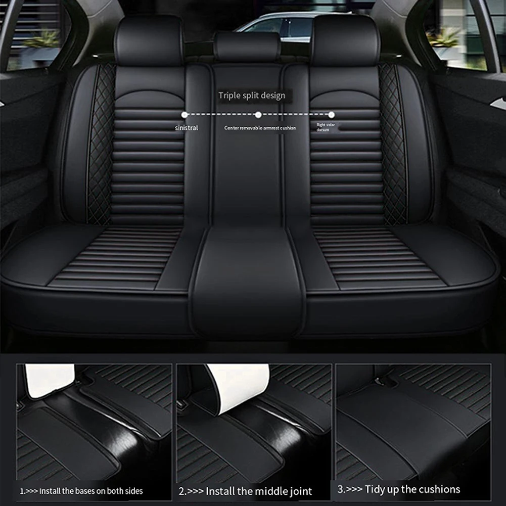 

11Pcs 5 Seats Vehicle Seat Cushion Full Surrounded Seat Protector Leather Seat Cushion Protector Fit for Sedan SUV Pick-Up Truck