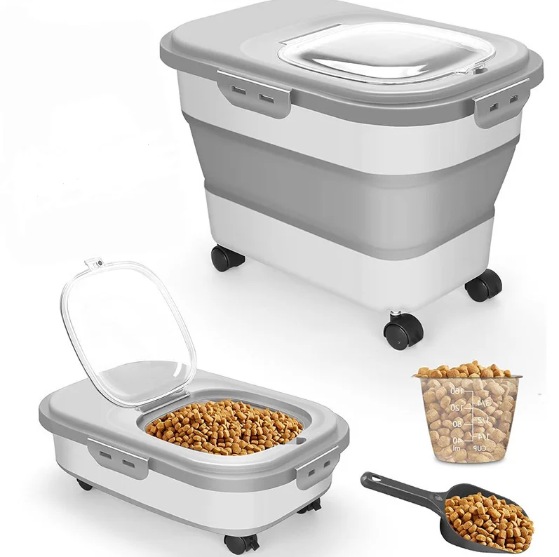 

Best-selling Wholesale of Minimalist Cat and Dog Food Multifunctional Folding Grain Bucket With Large Capacity