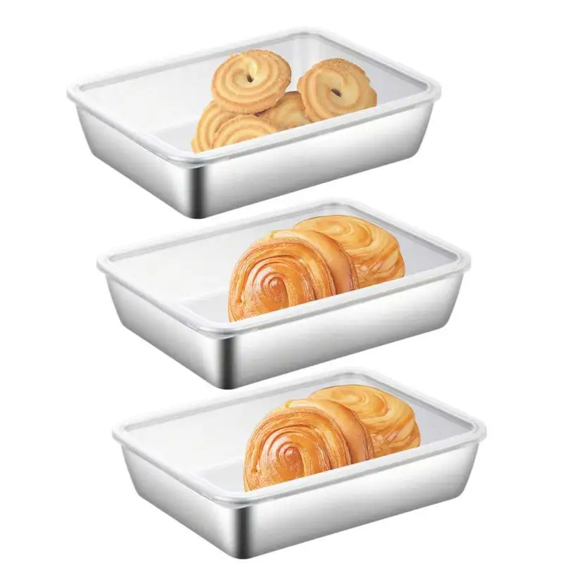 

Refrigerator Bacon Container 3X Airtight Food Storage Containers With Lid Stainless Steel Bacon Keeper Fridge Organizer For